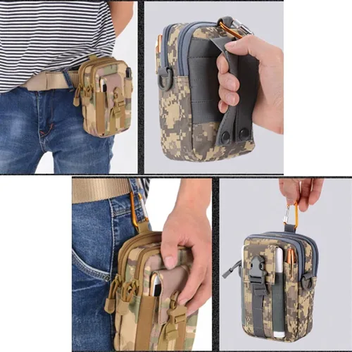 Vista 9 de Deporte al aire libre Hombres Mujeres Riñonera Bolsa de cinturón Bolsa de bicicleta Bolsa táctica Caza Muslo Bolsa Nylon Teléfono Cartera (Negro)