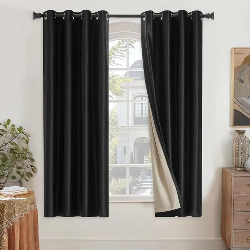 Vista 32 de GIGIZAZA Cortinas de terciopelo 100% opacas de 72 pulgadas, 2 paneles, cortinas negras para ventana, con aislamiento térmico, cortina de lujo