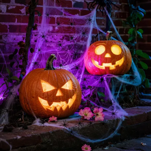 Vista 4 de Telarañas de 900 pies cuadrados para decoración de Halloween con 100 arañas falsas, telarañas súper elásticas para decoraciones de Halloween