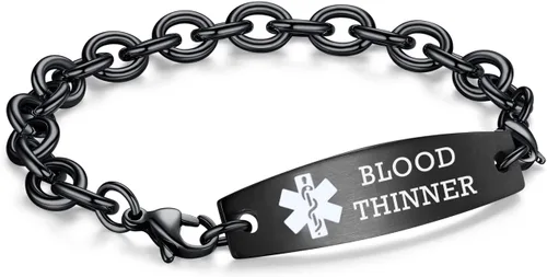 Vista 39 de LinnaLove Pulseras de identificación médica intercambiables Cadena de cable de acero inoxidable pulseras de alerta médica personalizables