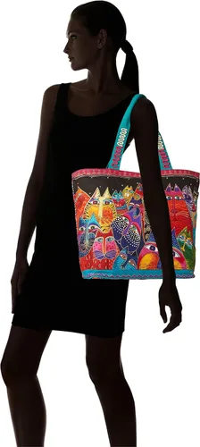 Vista 6 de Laurel Burch (LB5230) Bolso de hombro con cremallera superior 19, 1/2 pulgada por 6, 3/4 pulgadas por 15 pulgadas, Fantasticats