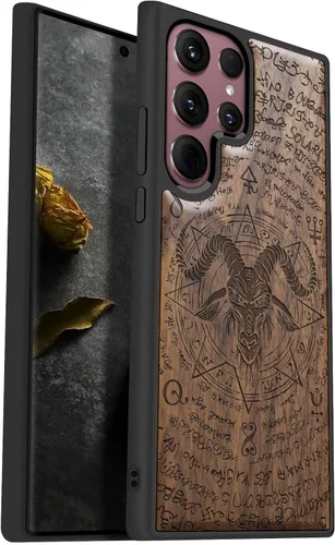 Vista 10 de Carveit Funda de madera para Galaxy S22 Ultra [madera natural y TPU suave] a prueba de golpes, diseño de madera único y elegante, compatible
