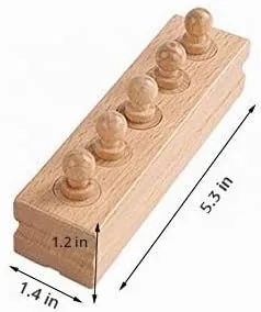 Vista 6 de Adena Montessori Bloque de cilindros pequeños de madera, enchufe de cilindro con perillas, herramientas educativas sensoriales para preescolar