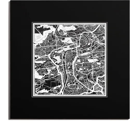 Vista 79 de O3 Design Studio Mapa de corte de papel de París, color negro mate, 20 x 20 pulgadas, arte en papel