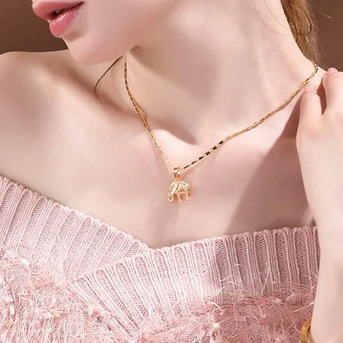 Vista 2 de U7 Women Girls Lucky Necklace Stainless Steel 18K Gold Plated Cute DachshundElephantPig Animal Pendant