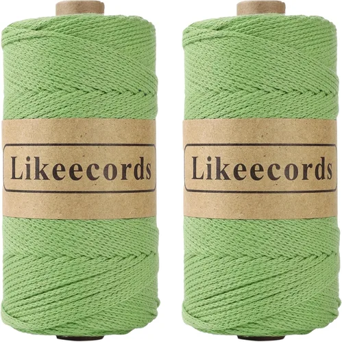 Vista 37 de Likeecords 100% Hilo de Ganchillo de Algodón Cordón de Bolsa de 2mm 170m Cordón de Macramé de 2mm Hilo de Crochet Cuerda de Macramé Regalo para Verde