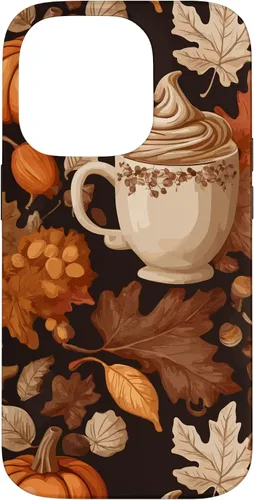Vista 17 de Warm Autumn Stylish Coffee Cup Design - Fall Leaves Pattern Case for iPhone 17