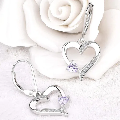Vista 7 de YL Collar con colgante de corazón de plata de ley 925 con diseño de corazón y corazón para mujer