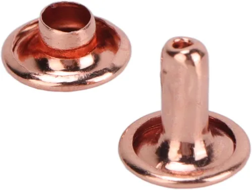 Vista 4 de 300 juegos de remaches de cuero, remaches de doble tapa de oro rosa, botón de metal redondo, tachuelas tubulares de metal, remaches para bolsos