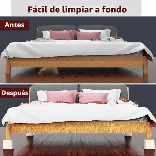 Vista 5 de Elevadores de cama resistentes de 8 pulgadas, juego de 4 elevadores ajustables para muebles, alturas de elevación de 3, 5 y 8 pulgadas, soporta