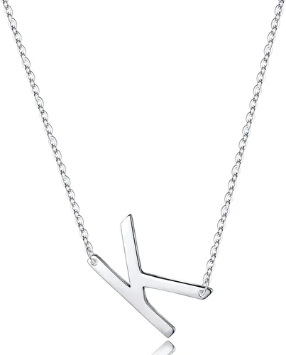 Vista 13 de S925 Sterling Silver Sideways Initial Necklaces for Women, Dainty Hypoallergenic Sterling Silver Letter A-Z Pendant Necklace Silver Sideways Initial