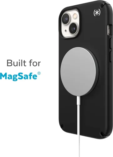 Vista 3 de Speck Presidio2 Pro + MagSafe - Funda para iPhone 14 Plus con revestimiento Microban (negro/negro/blanco)