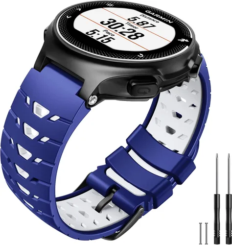 Vista 11 de Para Forerunner 630/235/620/735XT/220/230/Approach S20/S6/S5, correa de reloj de silicona suave de dos en uno, rojo-negro