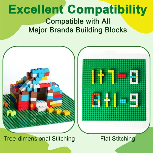 Vista 2 de Paquete de 4 placas base clásicas, placas de construcción para ladrillos de Verde-4 piezas