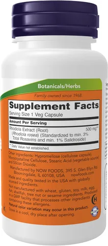 Vista 3 de Now Foods Rhodiola Rhodiola Rosea, 60 Cápsulas / 500mg