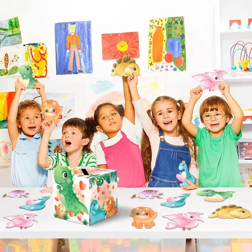 Vista 4 de algtpy - Caja de San Valentín con 36 tarjetas de dinosaurio de San Valentín para aula, escuela, buzón de San Valentín para intercambio, tarjetas