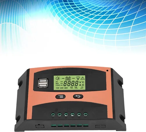 Vista 4 de Fydun Controlador MPPT simplificado Placa de circuito PCB Regulador de panel solar 12V/24V Pantalla LCD Controlador automático de batería Naranja