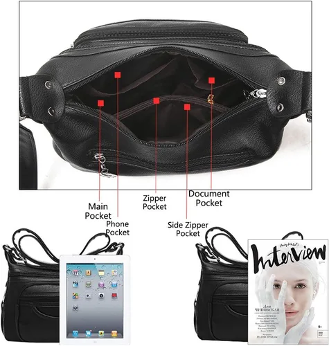 Vista 6 de MINTEGRA Bolso cruzado de cuero para mujer, bolso de bolsillo ligero para hombro