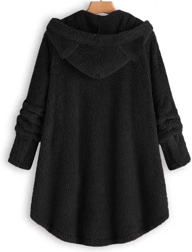 Vista 2 de LFEOOST Sudaderas con capucha de moda para mujer, estampado gráfico de búho, manga larga, botones, orejas de gato, sudaderas sueltas y cómodas