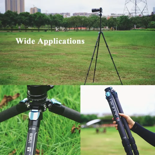 Vista 8 de SIRUI Trípode profesional de fibra de carbono resistente, trípode de cámara impermeable de 68.9 pulgadas con columna central triangular, tubo grande