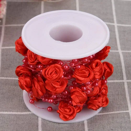 Vista 7 de 32.8 ft/roll 0.118 in Rose Artificial Pearl Wire Beads Garland String Decoración de la boda, cuentas de cristal de imitación (rojo)