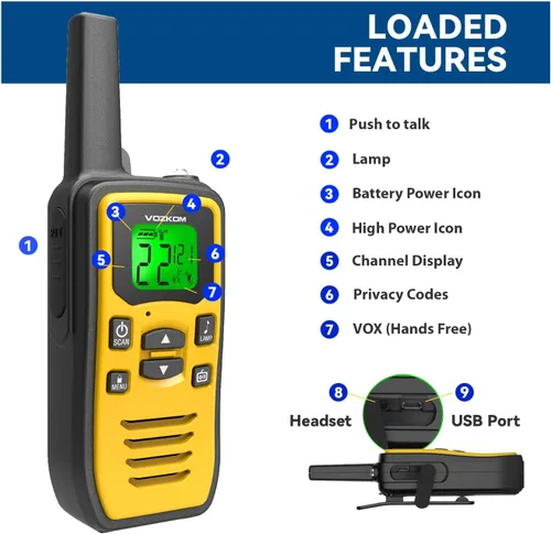 Vista 4 de Walkie Talkies de largo alcance para adultos, radios bidireccionales de mano, radio de emergencia de 2 vías, Walky Talky,
