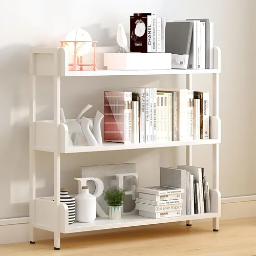 Vista 10 de Estantería de Libros Abierta y Amplia - Moderna Estantería de Libros de Exhibición de Pie de 3 Niveles con Paneles de Tres Lados para Hogar y Blanco