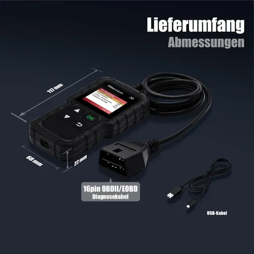 Vista 3 de LAUNCH Millennium 30 OBD2 escáner, lector de código de coche con funciones OBD2 completas, herramienta de diagnóstico de coche de luz
