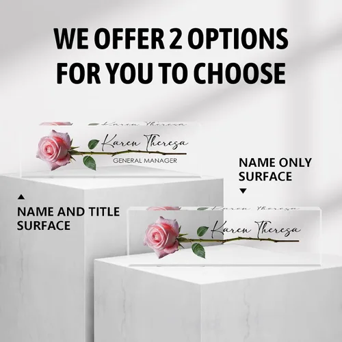 Vista 6 de Placa de identificación de oficina personalizada, regalos personalizados para mujeres y empleados, accesorio de escritorio de oficina (rosa A)