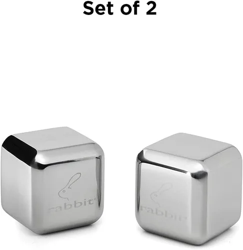 Vista 5 de Rabbit Jumbo Chilling Stones - Piedras de Whisky Jumbo de Acero Inoxidable Premium para Enfriar Licores Finos y Bebidas, Piedras Reutilizables