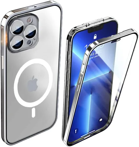 Vista 7 de Funda para iPhone 14 Cubierta de hebilla de doble cara Cubierta de pantalla y cámara Cubierta protectora de parachoques de metal Funda transparente
