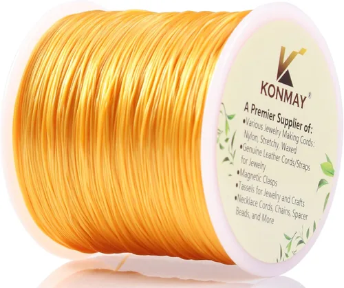 Vista 8 de KONMAY Cuerda elástica de elastano verde militar de 0.024 in, cordón elástico suave para abalorios, 450 yardas para pulseras, collares y fabricación