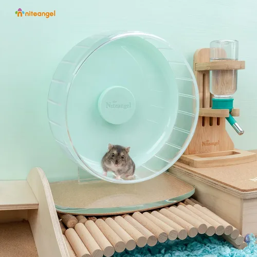 Vista 3 de Niteangel Ruedas de ejercicio súper silenciosas para hámster: ruedas giratorias silenciosas para hámster con soporte ajustable para hámsters, Verde