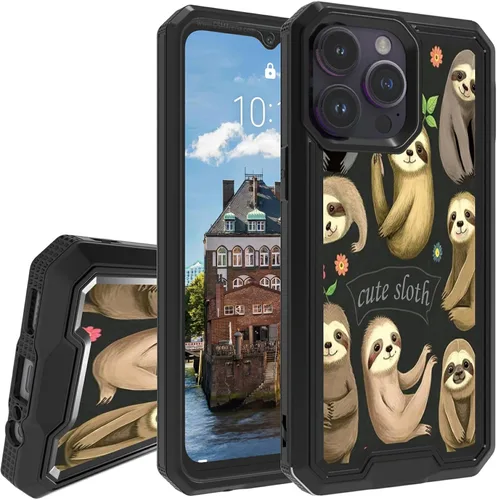 Vista 13 de Rossy Funda para iPhone 14 Pro Max con patrón de cinta de casete de audio para mujeres y hombres, 2 en 1, híbrida de doble capa, resistente, a