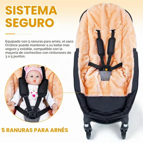 Vista 6 de Orzbow Saco para cochecito, bolsa universal para bebé, manta resistente a Negro