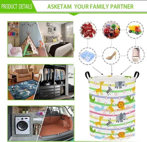 Vista 7 de Cesta para ropa sucia, de tela de lona, organizador de juguetes, plegable, para oficina, habitación, ropa, juguetes, regalo. Contenedor