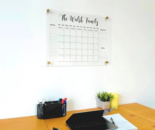 Vista 8 de CALENDARIO DE NOMBRE FAMILIAR Calendario de Pared Acrílico Personalizado - Calendario Personalizado 2026, Calendario de Pared Horizontal, Calendario