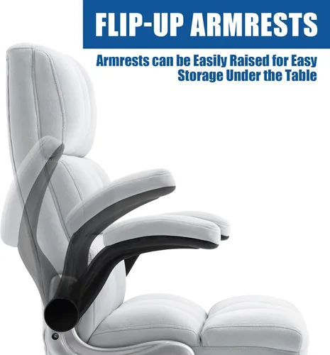 Vista 6 de ECOTOUGE Silla de oficina ejecutiva, silla de escritorio cómoda con respaldo alto, silla ergonómica de terciopelo para computadora con ángulo