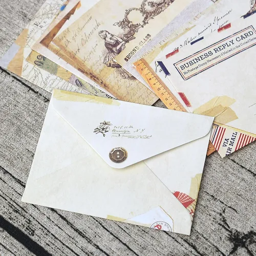 Vista 7 de EORTA 60 sobres de papel pequeños retro estilo vintage europeo papelería herramientas de saludo/invitación para niños, niños, estudiantes