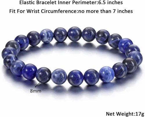 Vista 17 de Jovivi Pulsera elástica de cuentas redondas semipreciosas naturales – 0.315 pulgadas hecha a mano con cuentas de piedras preciosas curativas