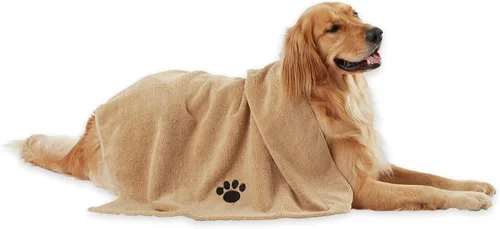 Vista 28 de Bone Dry Toalla de microfibra para aseo de mascotas, colección bordada, XL, 41 x 23.5 pulgadas, color verde lechuga (paquete de 2)