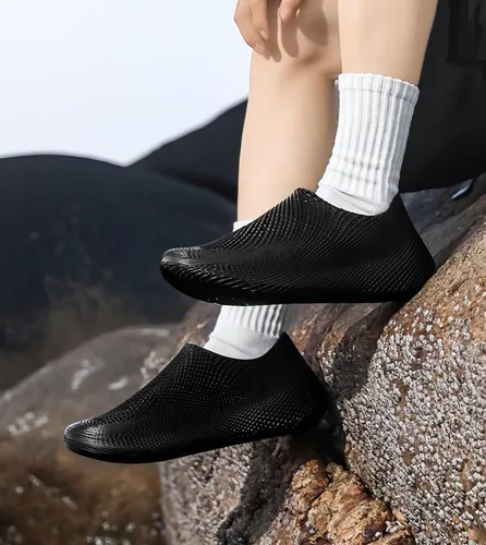 Vista 2 de Zapatos de chef de trabajo antideslizantes unisex para exteriores, soporte de arco para trabajo, puntera cerrada, zuecos de cocina, sandalias