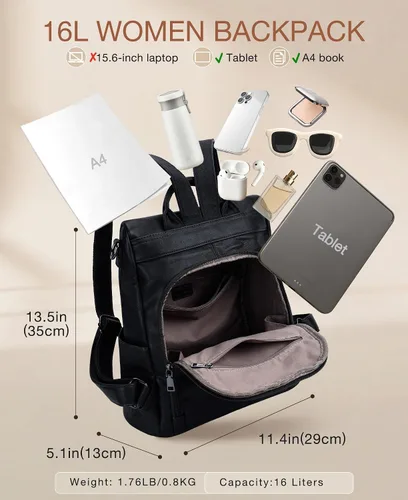 Vista 2 de VONXURY - Mochila para mujer, bolso de hombro de viaje de piel sintética antirrobo para mujer, bolso grande