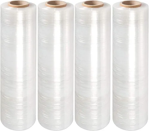 Vista 5 de PackageZoom 4 rollos de película elástica preestirada de 15 pulgadas x 1500 pies, plástico transparente para mudanza y embalaje, envoltura elástica