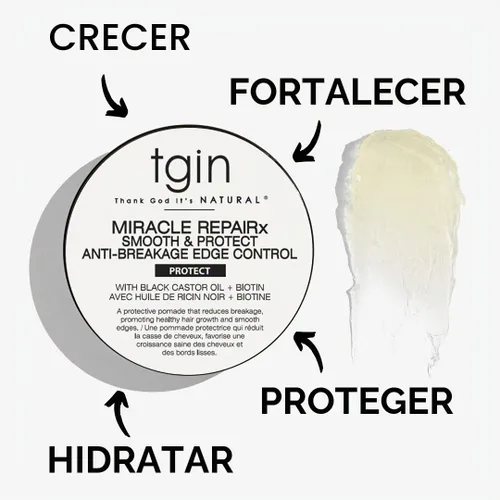 Vista 4 de tgin Suaviza y nutre el control de bordes – Fuerte sujeción y nutrición del cabello – 4 onzas Miracle RepaiRx Non-Flaking Formula – tgin Hair
