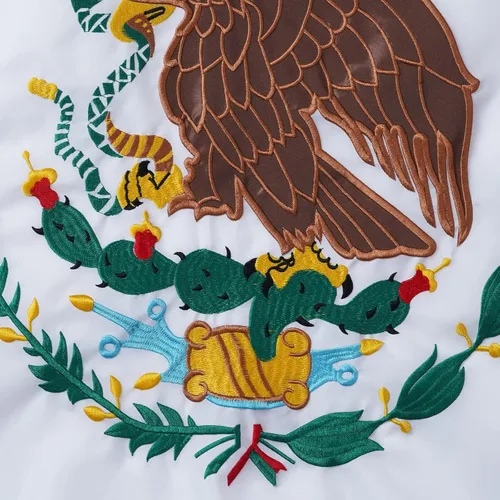 Vista 3 de TOPFLAGS Bandera mexicana bordada de 3 x 5 pulgadas, banderas de México Bandera de MX resistentes con 2 ojales de latón Bandera de México bordada 3x5