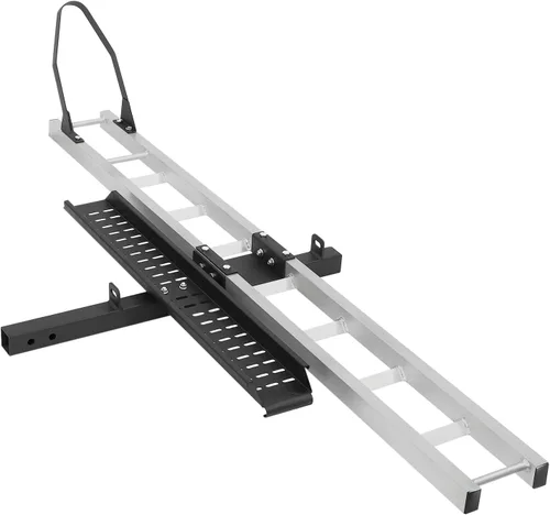 Vista 5 de Portador de motocicleta de 400 libras, soporte de aluminio para motocicleta con rampa de carga para motocicletas de cross, motocicleta