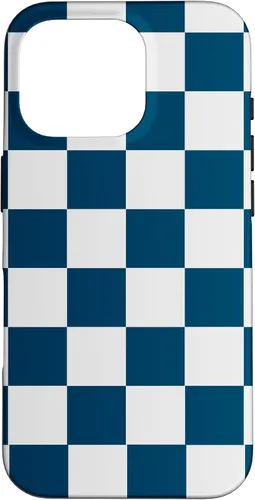 Vista 19 de Checkered Navy Blue and White Checkerboard Case for iPhone 17