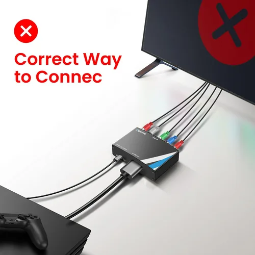 Vista 5 de NEWCARE Convertidor de Componente a HDMI, Adaptador de Aleación de Aluminio YPbPr + R/L a HDMI, Convertidor de Video Audio 1080P Componente 5RCA RGB