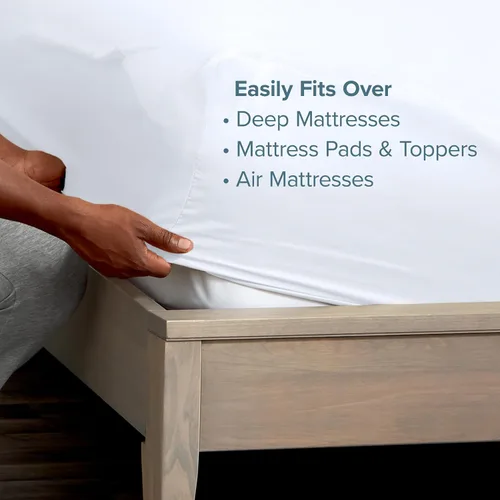 Vista 4 de Bare Home Sábana bajera ajustable individual – Sábana bajera de bolsillo extra profundo – Microfibra 1800 premium – Ultra suave sin arrugas – Sábana